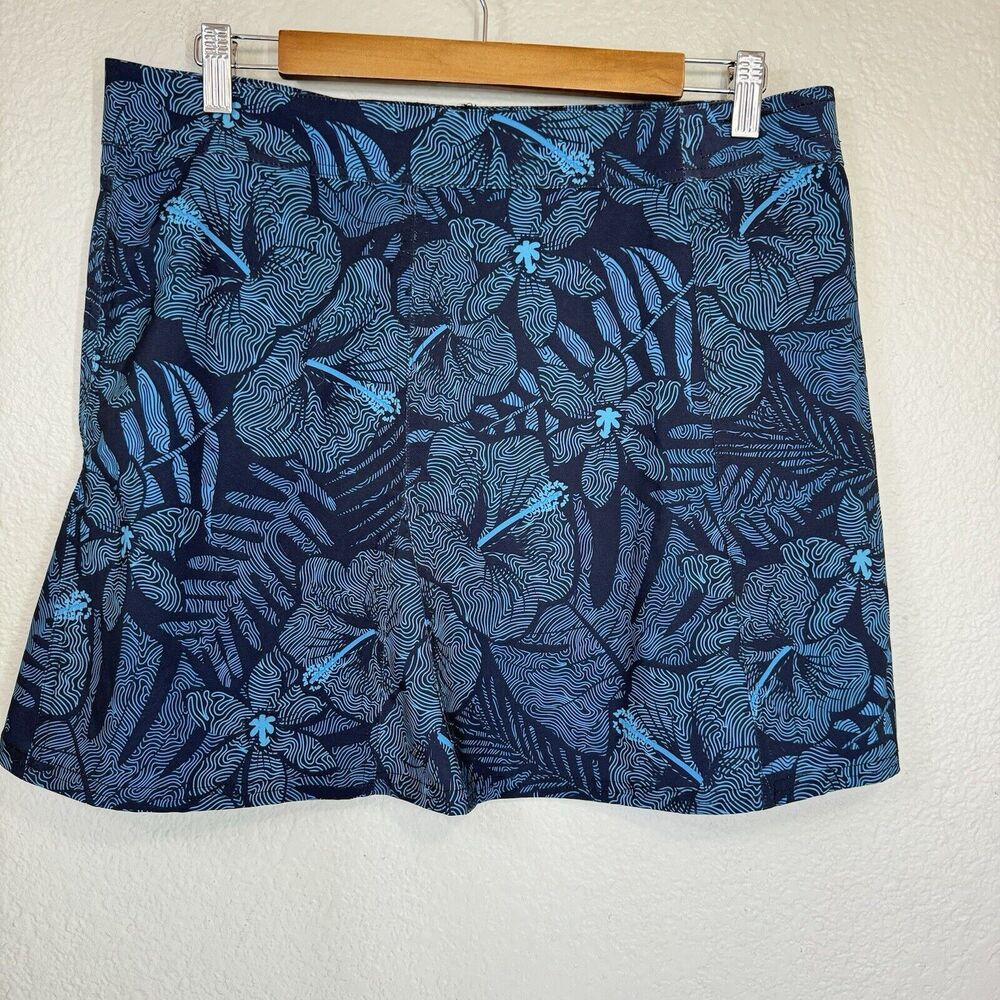 RipSkirt Hawaii Women L Blue Floral Mini Hook Loop Closure Resort Wear Travel